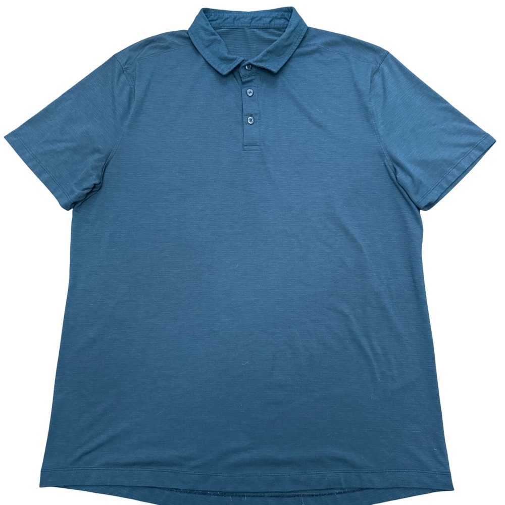 Lululemon Polo Shirt Mens Large Blue Short Sleeve Tech Performance Activewear